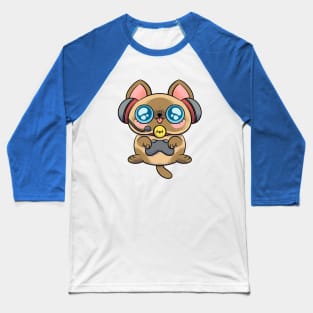 Gamer Cat Baseball T-Shirt